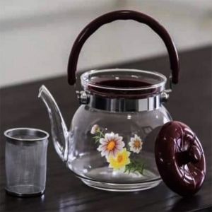 Стъклен чайник цвете с филтър – 208-1.400л 